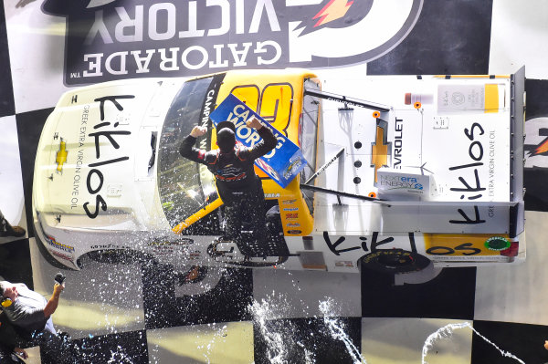 2017 Camping World Truck - NextEra Energy Resources 250
Daytona International Speedway, Daytona Beach, FL USA
Friday 24 February 2017
Kaz Grala celebrates his win in Victory Lane
World Copyright: Nigel Kinrade/LAT Images
ref: Digital Image 17DAY2nk09928