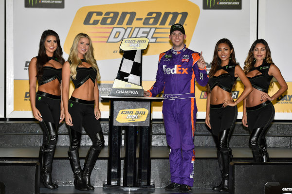 2017 NASCAR Monster Energy Cup - Can-Am Duels
Daytona International Speedway, Daytona Beach, FL USA
Thursday 23 February 2017
Denny Hamlin, FedEx Express Toyota Camry celebrates in Victory Lane
World Copyright: Nigel Kinrade/LAT Images
ref: Digital Image 17DAY2nk06811