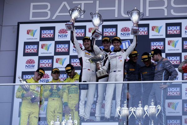 Podium: Race winner #912 EBM Porsche 911 GT3-R: Dirk Werner, Dennis Olsen, Matt Campbell, second place #999 Mercedes-AMG Team GruppeM Racing Mercedes AMG GT GT3: Maximilian Buhk, Raffaele Marciello, Maximilian Götz, third place #62 R-Motorsport Aston Martin Vantage GT3: Jake Dennis, Matthieu Vaxiviere, Marvin Kirchhöfer.