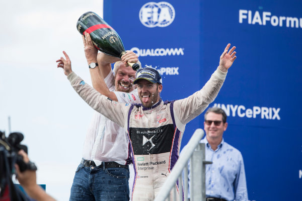 2016/2017 FIA Formula E Championship.
Round 9 - New York City ePrix, Brooklyn, New York, USA.
Saturday 15 July 2017.
Sir Richard Branson and Sam Bird (GBR), DS Virgin Racing, Spark-Citroen, Virgin DSV-02, spray the champagne on the podium.
Photo: Andrew Ferraro/LAT/Formula E
ref: Digital Image _FER8713 2016/2017 FIA Formula E Championship.
Round 9 - New York City ePrix, Brooklyn, New York, USA.
Saturday 15 July 2017.
Sir Richard Branson and Sam Bird (GBR), DS Virgin Racing, Spark-Citroen, Virgin DSV-02, spray the champagne on the podium.
Photo: Andrew Ferraro/LAT/Formula E
ref: Digital Image _FER8713