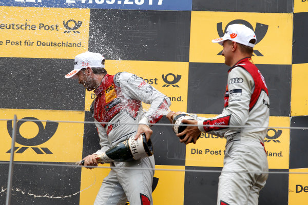 2017 DTM Round 8 
Red Bull Ring, Spielberg, Austria 
Sunday 24 September 2017.
Podium: Race winner René Rast, Audi Sport Team Rosberg, Audi RS 5 DTM, third place Nico M?ller, Audi Sport Team Abt Sportsline, Audi RS 5 DTM 
World Copyright: Alexander Trienitz/LAT Images
ref: Digital Image 2017-DTM-RBR-AT3-2781