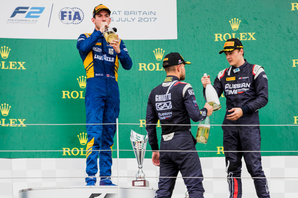 2017 FIA Formula 2 Round 6.
Silverstone, Northamptonshire, UK.
Sunday 16 July 2017.
Luca Ghiotto (ITA, RUSSIAN TIME), Nicholas Latifi (CAN, DAMS), Artem Markelov (RUS, RUSSIAN TIME). 
Photo: Zak Mauger/FIA Formula 2.
ref: Digital Image _56I0817