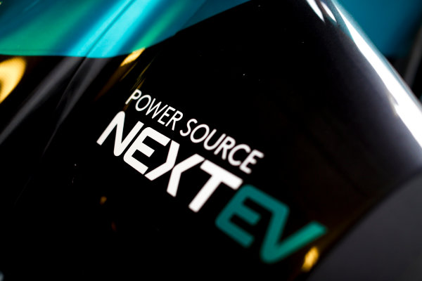 FIA Formula E Second Pre-Season Testing Event.
A NextEV logo on a Spark-NEXTEV.
Donington Park Racecourse,
Derby, United Kingdom.
Tuesday 6 September 2016.
Photo: Adam Warner / LAT
ref: Digital Image _L5R2822
