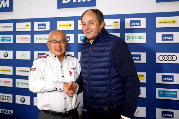 2017 DTM Round 9 
Hockenheimring, Germany 
Sunday 15 October 2017.
Press Conference: Masaki Bando, Chairman GTA and Gerhard Berger, ITR Chairman 
World Copyright: Alexander Trienitz/LAT Images
ref: Digital Image 2017-DTM-HH2-AT1-0459