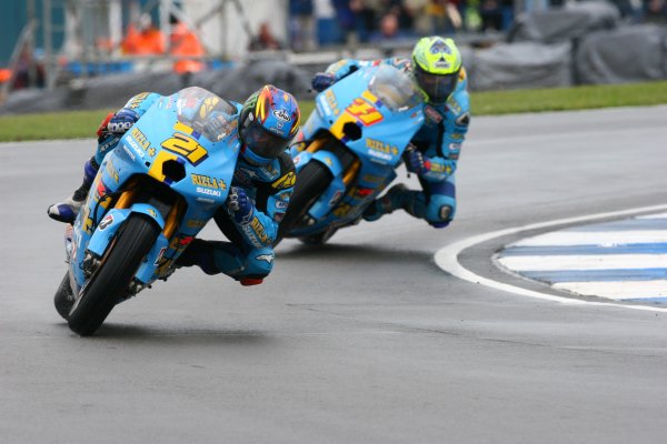 2007 Moto GP British Grand Prix.
Donington Park, England.
22nd-24th June 2007.
John Hopkins leads Chris Vermeulen (both Rizla Suzuki Moto GP, Suzuki GSV-R XRG0) action.
World Copyright: Kevin Wood/LAT Photographic
ref: Digital Image IMG_6164 2007 Moto GP British Grand Prix.
Donington Park, England.
22nd-24th June 2007.
John Hopkins leads Chris Vermeulen (both Rizla Suzuki Moto GP, Suzuki GSV-R XRG0) action.
World Copyright: Kevin Wood/LAT Photographic
ref: Digital Image IMG_6164