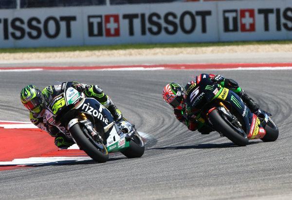 2017 MotoGP Championship - Round 3
Circuit of the Americas, Austin, Texas, USA
Sunday 23 April 2017
Cal Crutchlow, Team LCR Honda, Johann Zarco, Monster Yamaha Tech 3
World Copyright: Gold and Goose Photography/LAT Images
ref: Digital Image MotoGP-R-500-3032