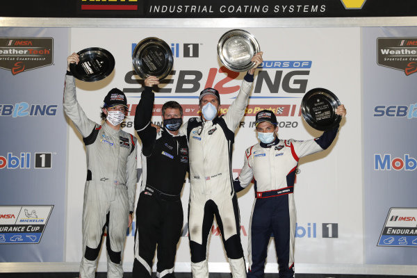 #52 PR1 Mathiasen Motorsports ORECA LMP2 07, LMP2: Patrick Kelly, Simon Trummer, Scott Huffaker, podium #52 PR1 Mathiasen Motorsports ORECA LMP2 07, LMP2: Patrick Kelly, Simon Trummer, Scott Huffaker, podium
