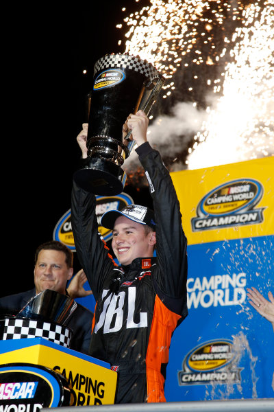 NASCAR Camping World Truck Series
Ford EcoBoost 200
Homestead-Miami Speedway, Homestead, FL USA
Friday 17 November 2017
Christopher Bell, JBL Toyota Tundra championship celebration
World Copyright: Lesley Ann Miller
LAT Images