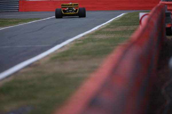 Silverstone, Northamptonshire, UK. 
Saturday 15 July 2017.
A Rene Arnoux raced Renault RS01 is driven in a parade celebrating 40 years since the Renault team first entered a Formula 1 Grand Prix.
World Copyright: Dom Romney/LAT Images 
ref: Digital Image 11DXA7059