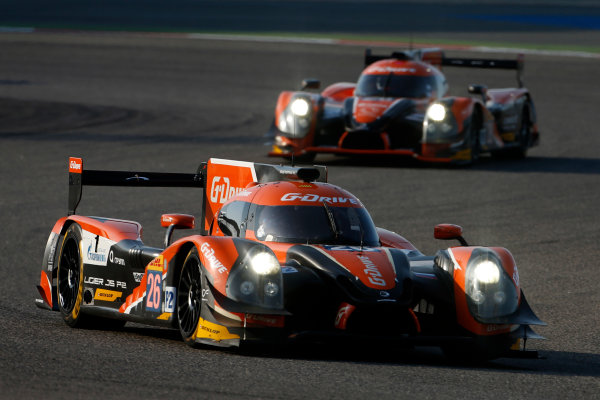 2015 FIA World Endurance Championship
Bahrain 6-Hours
Bahrain International Circuit, Bahrain
Saturday 21 November 2015.
Roman Rusinov, Julien Canal, Sam Bird (#26 LMP2 G-Drive Racing Ligier JS P2 Nissan) leads Gustavo Yacaman, Luis Felipe Derani, Ricardo Gonzalez (#28 LMP2 G-Drive Racing Ligier JS P2 Nissan).
World Copyright: Alastair Staley/LAT Photographic
ref: Digital Image _79P0184