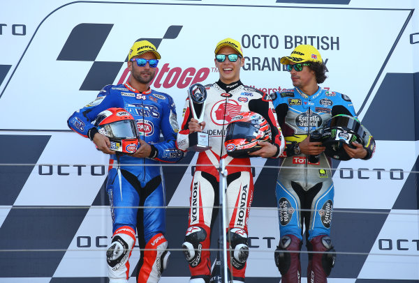 2017 Moto2 Championship - Round 12
Silverstone, Northamptonshire, UK.
Sunday 27 August 2017
Podium: race winner Takaaki Nakagami, Idemitsu Honda Team Asia, second place Mattia Pasini, Italtrans Racing Team, third place Franco Morbidelli, Marc VDS
World Copyright: Gold and Goose / LAT Images
ref: Digital Image 689742