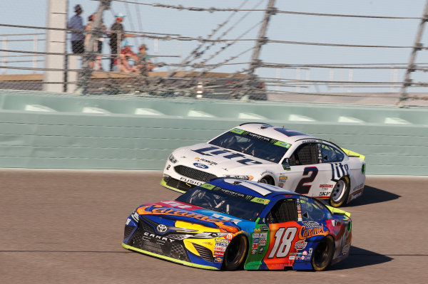 Monster Energy NASCAR Cup Series
Ford EcoBoost 400
Homestead-Miami Speedway, Homestead, FL USA
Sunday 19 November 2017
Kyle Busch, Joe Gibbs Racing, M&M's Caramel Toyota Camry Brad Keselowski, Team Penske, Miller Lite Ford Fusion
World Copyright: Matthew T. Thacker
LAT Images Monster Energy NASCAR Cup Series
Ford EcoBoost 400
Homestead-Miami Speedway, Homestead, FL USA
Sunday 19 November 2017
Kyle Busch, Joe Gibbs Racing, M&M's Caramel Toyota Camry Brad Keselowski, Team Penske, Miller Lite Ford Fusion
World Copyright: Matthew T. Thacker
LAT Images