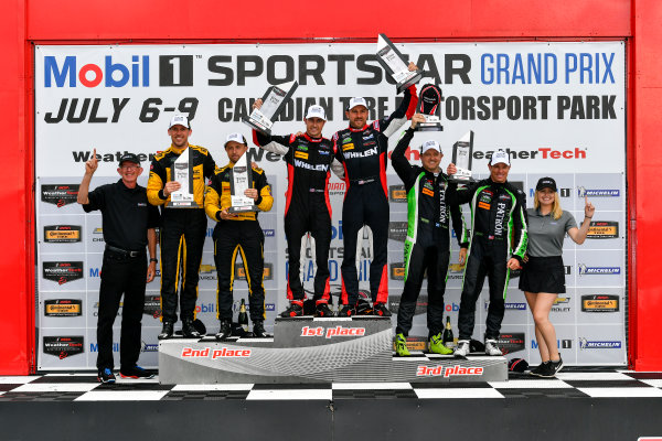 IMSA WeatherTech SportsCar Championship
Mobil 1 SportsCar Grand Prix
Canadian Tire Motorsport Park
Bowmanville, ON CAN
Sunday 9 July 2017
31, Cadillac DPi, P, Dane Cameron, Eric Curran, 85, ORECA, Misha Goikhberg, Stephen Simpson, 2, Nissan DPi, Scott Sharp, Ryan Dalziel, celebrates, win, winners, victory lane, podium
World Copyright: Scott R LePage/LAT Images IMSA WeatherTech SportsCar Championship
Mobil 1 SportsCar Grand Prix
Canadian Tire Motorsport Park
Bowmanville, ON CAN
Sunday 9 July 2017
31, Cadillac DPi, P, Dane Cameron, Eric Curran, 85, ORECA, Misha Goikhberg, Stephen Simpson, 2, Nissan DPi, Scott Sharp, Ryan Dalziel, celebrates, win, winners, victory lane, podium
World Copyright: Scott R LePage/LAT Images