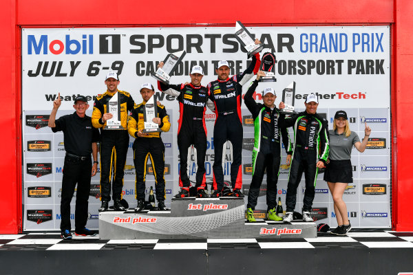 IMSA WeatherTech SportsCar Championship
Mobil 1 SportsCar Grand Prix
Canadian Tire Motorsport Park
Bowmanville, ON CAN
Sunday 9 July 2017
31, Cadillac DPi, P, Dane Cameron, Eric Curran, 85, ORECA, Misha Goikhberg, Stephen Simpson, 2, Nissan DPi, Scott Sharp, Ryan Dalziel, celebrates, win, winners, victory lane, podium
World Copyright: Scott R LePage/LAT Images