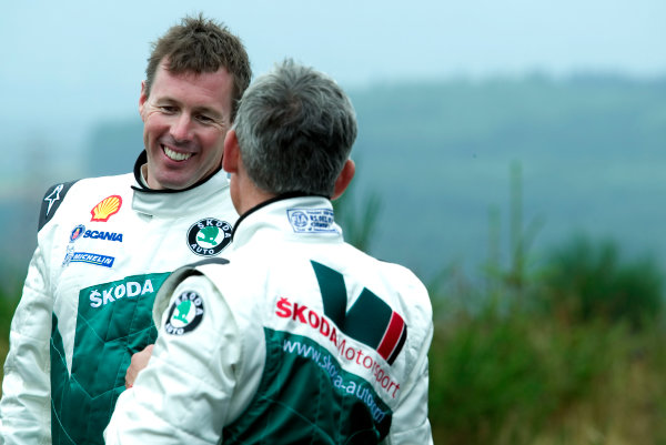 Clatteringshaws Forest, Scotland. 5th September 2005.
Colin McRae tests the Skoda Fabia WRC05 prior to the WRC Wales Rally of Great Britain, portrait.
World Copyright: Malcolm Grifffiths/LAT Photographic.
Ref: Digital Image Only.