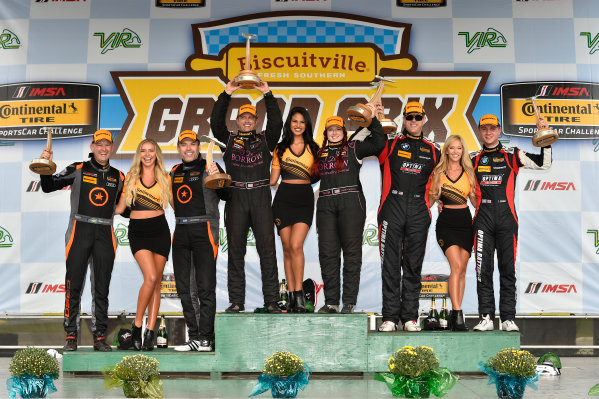 IMSA Continental Tire SportsCar Challenge
Biscuitville Grand Prix
Virginia International Raceway, Alton, VA USA
Saturday 26 August 2017
44, Nissan, Altima, ST, Sarah Cattaneo, Owen Trinkler, 84, BMW, BMW 328i, James Clay, Tyler Cooke, 75, Audi, Audi S3, Roy Block, Pierre Kleinubing, celebrate on the podium in victory lane
World Copyright: Scott R LePage
LAT Images IMSA Continental Tire SportsCar Challenge
Biscuitville Grand Prix
Virginia International Raceway, Alton, VA USA
Saturday 26 August 2017
44, Nissan, Altima, ST, Sarah Cattaneo, Owen Trinkler, 84, BMW, BMW 328i, James Clay, Tyler Cooke, 75, Audi, Audi S3, Roy Block, Pierre Kleinubing, celebrate on the podium in victory lane
World Copyright: Scott R LePage
LAT Images