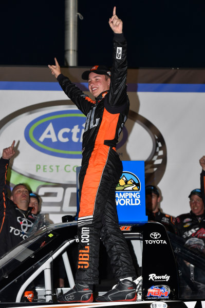 2017 NASCAR Camping World Truck Series - Active Pest Control 200
Atlanta Motor Speedway, Hampton, GA USA
Saturday 4 March 2017
Christopher Bell celebrates his win in Victory Lane
World Copyright: Nigel Kinrade/LAT Images
ref: Digital Image 17ATL1nk06545