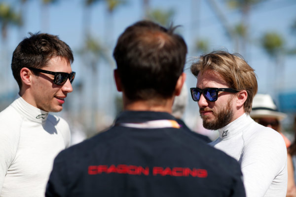 2014/2015 FIA Formula E Championship.
Nick Heidfeld (GER)/Venturi Racing - Spark-Renault SRT_01E Loic Duval (FRA)/Dragon Racing - Spark-Renault SRT_01E Oriol Servia - Director of Racing at Dragon Racing.
Long Beach ePrix, Long Beach, California, United States of America.
Saturday 4 April 2015
Photo: Adam Warner/LAT/FE
ref: Digital Image _L5R7157
2014/2015 FIA Formula E Championship.
Nick Heidfeld (GER)/Venturi Racing - Spark-Renault SRT_01E Loic Duval (FRA)/Dragon Racing - Spark-Renault SRT_01E Oriol Servia - Director of Racing at Dragon Racing.
Long Beach ePrix, Long Beach, California, United States of America.
Saturday 4 April 2015
Photo: Adam Warner/LAT/FE
ref: Digital Image _L5R7157