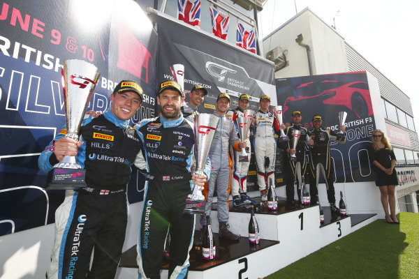 GT4 Podium (l-r) Kelvin Fletcher / Martin Plowman UltraTek Racing Team RJN Nissan 370Z GT4, Jordan Albert / Lewis Proctor Tolman Motorsport Ltd McLaren 570S GT4, Aleksander Schjerpen / Jack Mitchell Century Motorsport BMW M4 GT4, Will Moore / Matt Nicoll-Jones Academy Motorsport Aston Martin V8 Vantage GT4