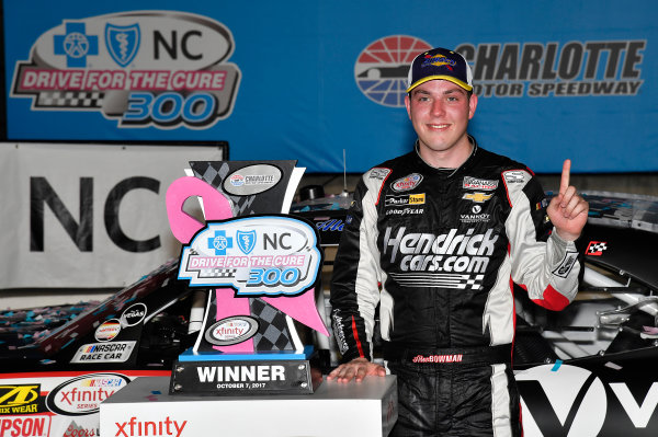 NASCAR XFINITY Series
Drive for the Cure 300
Charlotte Motor Speedway, Concord, NC
Sunday 8 October 2017
Alex Bowman, HendrickCars.com Chevrolet Camaro wins
World Copyright: Rusty Jarrett
LAT Images NASCAR XFINITY Series
Drive for the Cure 300
Charlotte Motor Speedway, Concord, NC
Sunday 8 October 2017
Alex Bowman, HendrickCars.com Chevrolet Camaro wins
World Copyright: Rusty Jarrett
LAT Images