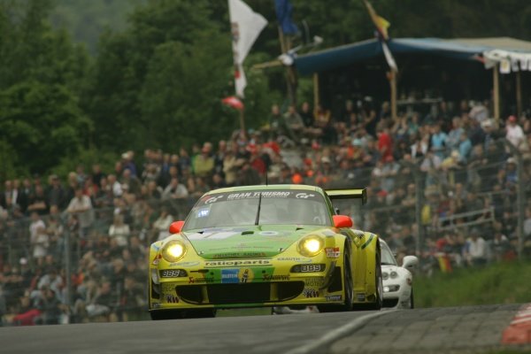 Timo Bernhard (GER) / Marc Lieb (GER) / Romain Dumas (FRA) / Marcel Tiemann (GER) Manthey Racing Porsche 997 GT3-RSR.
Nurburgring 24 Hours, Nurburgring, Germany, 24-25 May 2008.