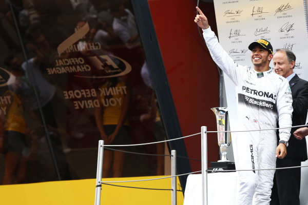 Circuit de Catalunya, Barcelona, Spain.
Sunday 11 May 2014.
Lewis Hamilton, Mercedes AMG, 1st Position, arrives on the podium.
World Copyright: Andy Hone/LAT Photographic.
ref: Digital Image _ONZ1933 Circuit de Catalunya, Barcelona, Spain.
Sunday 11 May 2014.
Lewis Hamilton, Mercedes AMG, 1st Position, arrives on the podium.
World Copyright: Andy Hone/LAT Photographic.
ref: Digital Image _ONZ1933