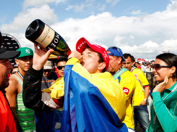 20-21 July, 2012, Edmonton, Alberta CA
Carlos Munoz celebrates in victory lane.
(c)2012, Phillip Abbott
LAT Photo USA